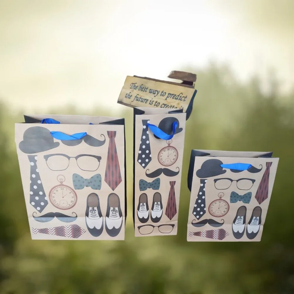 Retro Gift Bags -- Father's Day - Dad's Birthday - Boy Baby Shower - Nostalgic